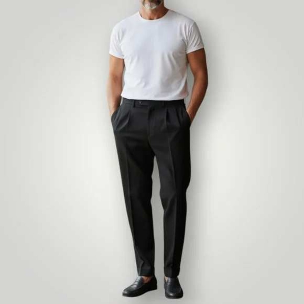 Ralph Lauren Black Label NEW Black Pleated Cuffed Hem Classic Fit Pant 40X34